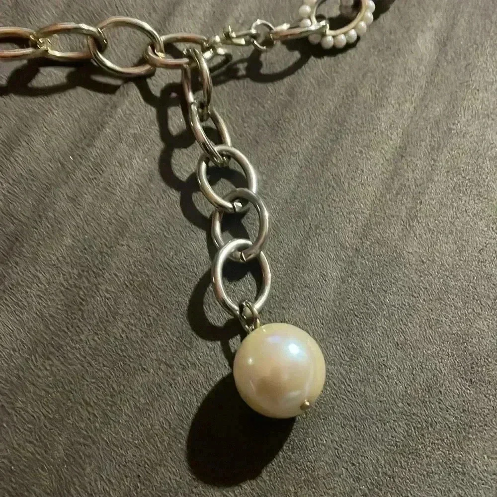 Vintage gold chain pearl belt